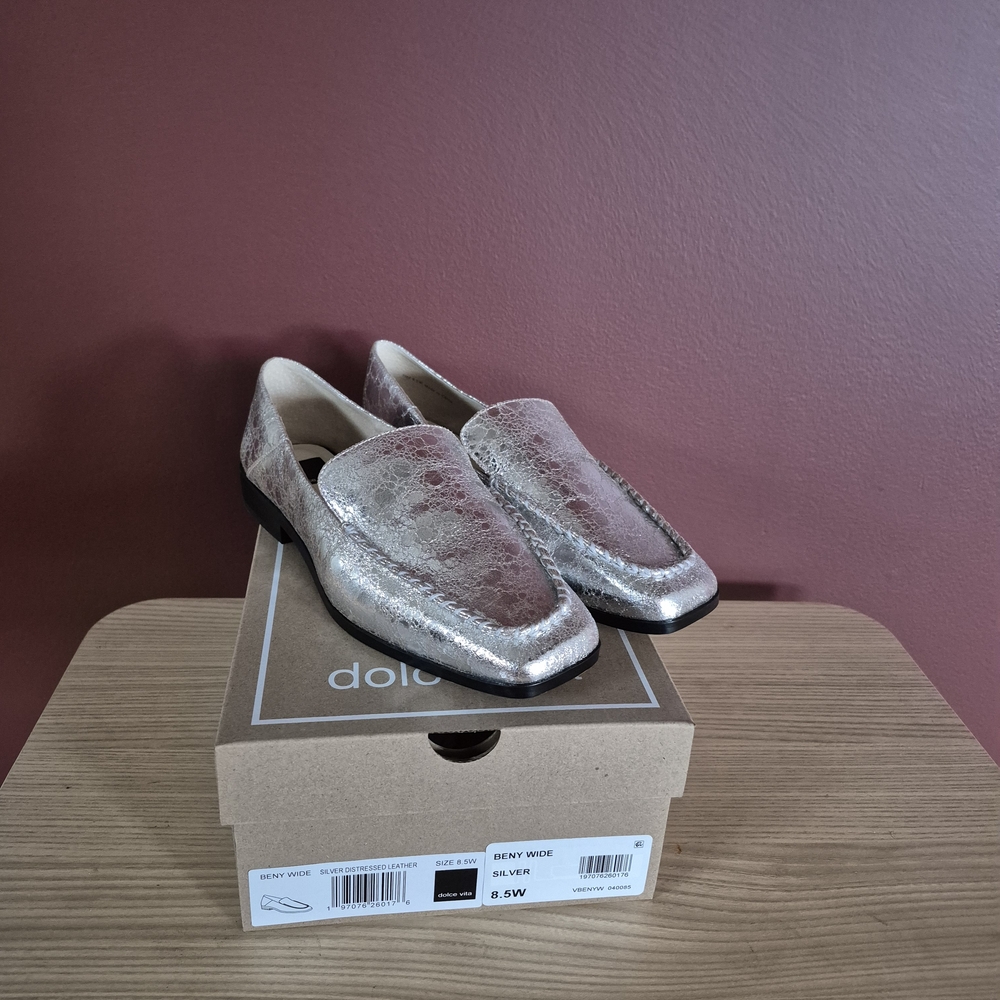 Dolce Vita silver loafers, sz 8.5W